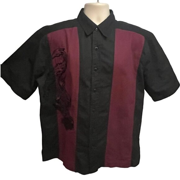 Harley Davidson Motorcycle Mechanic Garage Embroider Eagle Button Up Shirt Large - Picture 2 of 9